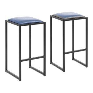 Barová stolička sada 2 ks černá/modrá s polstrováním - Vybavení baru Royal Catering