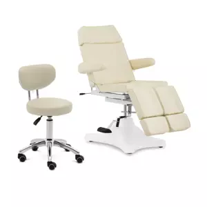 Židle a stolička na kolečkách s opěradlem béžová - Kosmetická lehátka physa