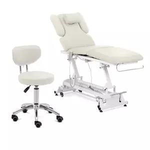 Masážní lehátko a pojízdná stolička s opěradlem béžová barva - Masážní lehátka physa
