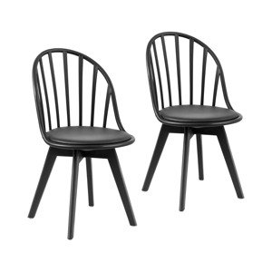 Židle – sada 2 kusů – – do 150 kg – otevřené opěradlo – vycentrované nohy – černá barva - Royal Catering