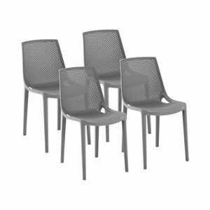 Židle – sada 4 ks – – do 150 kg – pletená opěrka – šedá barva - Royal Catering