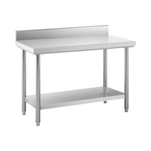 Stůl z ušlechtilé oceli 120 x 60 cm lemování nosnost 137 kg - Gastro pracovní stoly Royal Catering