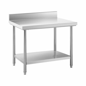 Stůl z ušlechtilé oceli 100 x 70 cm lemování nosnost 120 kg - Gastro pracovní stoly Royal Catering