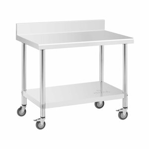 Stůl z ušlechtilé oceli s kolečky 60 x 100 cm nosnost 155 kg - Gastro pracovní stoly Royal Catering