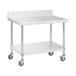 Stůl z ušlechtilé oceli s kolečky 70 x 100 cm lemování nosnost 155 kg - Gastro pracovní stoly Royal Catering