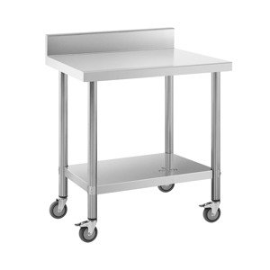Stůl z ušlechtilé oceli s kolečky 60 x 80 cm lemování nosnost 135 kg - Gastro pracovní stoly Royal Catering