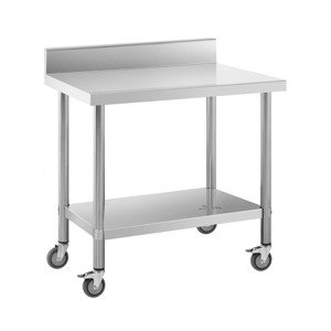 Stůl z ušlechtilé oceli s kolečky 60 x 90 cm lemování nosnost 145 kg - Gastro pracovní stoly Royal Catering