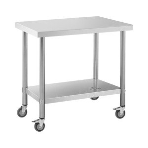Stůl z ušlechtilé oceli s kolečky 60 x 90 cm nosnost 145 kg - Gastro pracovní stoly Royal Catering