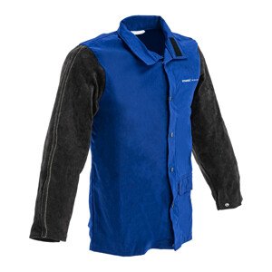 Svářečská bunda z bavlněného saténu / hovězí štípenky velikost L černá / modrá - Svářečské bundy Stamos Welding Group