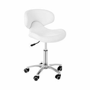 Otočná židle s opěradlem 440–570 mm 150 kg Bílá - Taburety na kolečkách physa