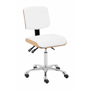 Otočná židle s opěradlem 575–775 mm 160 kg Natural wood, White - Taburety na kolečkách physa