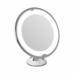 Kosmetické zrcátko bílé 10násobné zvětšení 10 LED kulaté - Zrcadla physa