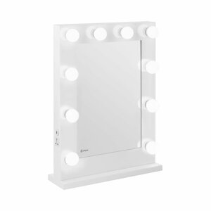 Hollywoodské zrcadlo bílé 10 LED diod hranaté - Zrcadla physa
