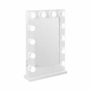 Hollywoodské zrcadlo bílé 12 LED diod hranaté - Zrcadla physa