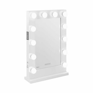 Hollywoodské zrcadlo bílé 12 LED diod hranaté reproduktor - Zrcadla physa