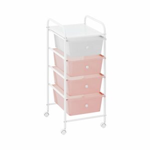 Kosmetický vozík 4 zásuvky růžová/bílá - Kosmetické vozíky physa