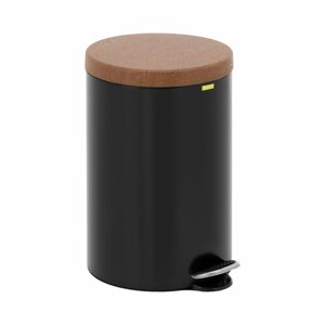 Nášlapný odpadkový koš s víkem ve vzhledu dřeva 12 l černý lakovaná ocel - Koše na odpadky ulsonix