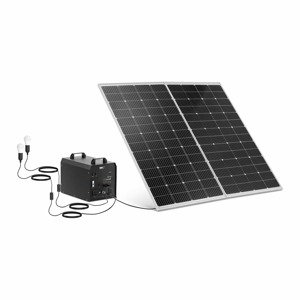 Elektrocentrála se solárním panelem a střídačem 1800 W 5 / 12 /230 V 2 LED světla - Solární panely MSW