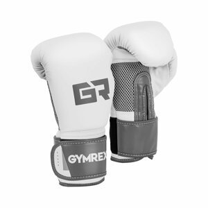 Boxerské rukavice 10 oz síťovina uvnitř bílé a kovově šedé - Gymrex