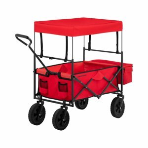 Skládací vozík se stříškou červený 100kg - Zahradní vozíky Uniprodo