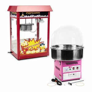 Stroj na popcorn a stroj na cukrovou vatu v sadě 1 600 W / 1 200 W ochranný kryt - Stroje na popcorn Royal Catering