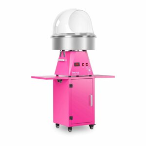 Souprava stroje na cukrovou vatu s vozíkem a krytem 52 cm růžová - Royal Catering