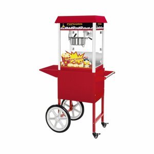 Stroj na popcorn s vozíkem sada -1 495 W retro design červený - Stroje na popcorn Royal Catering