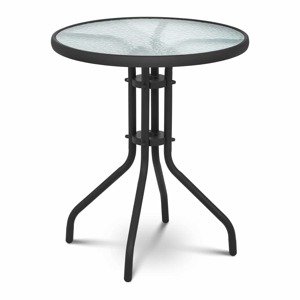 B-zboží Zahradní stůl kulatý Ø 60 cm se skleněnou deskou černý - Zboží z druhé ruky Potřeby pro řemeslníky Uniprodo